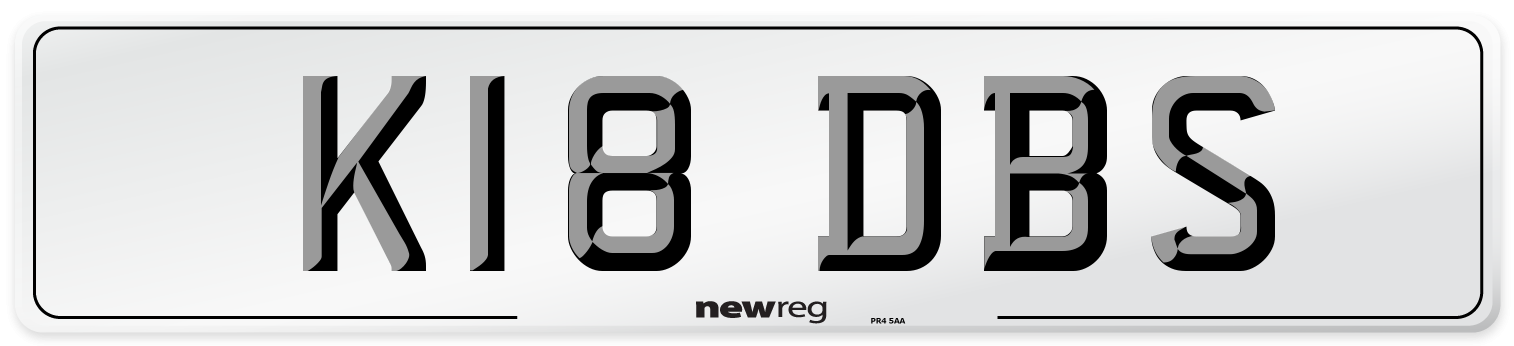 K18 DBS Number Plate from New Reg